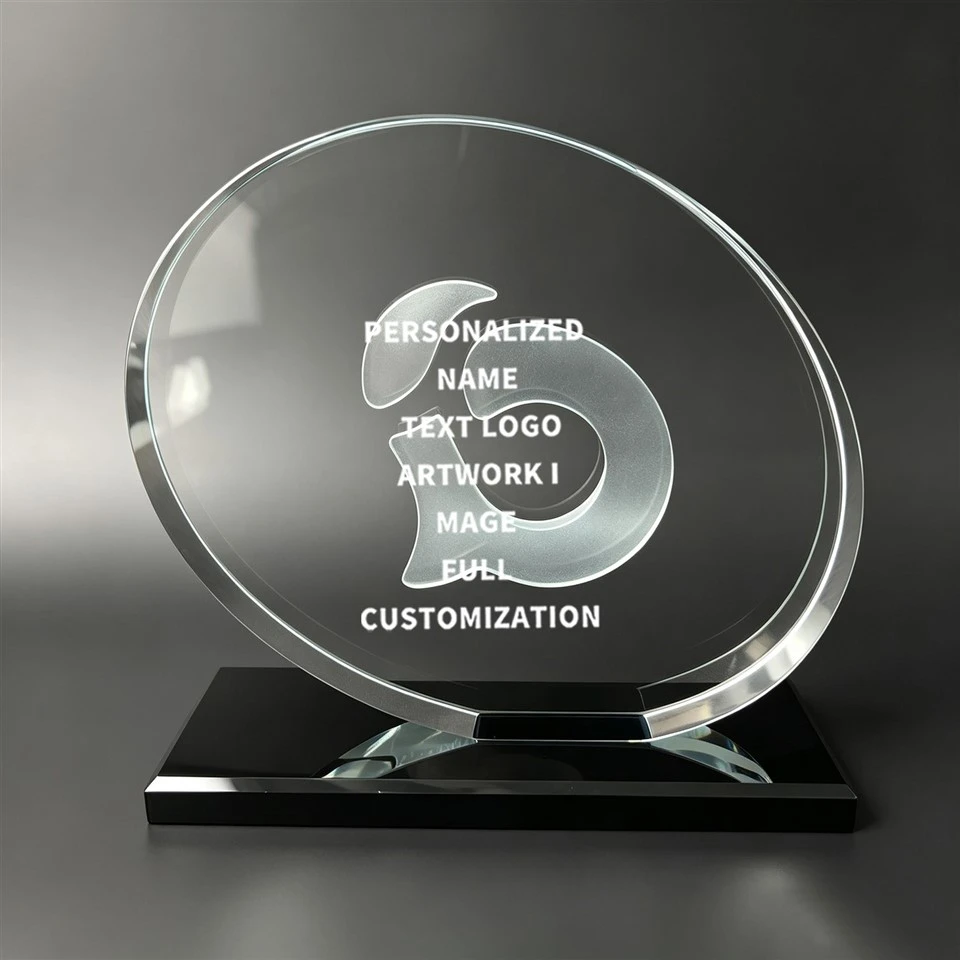 Border Oval Custom Logo Crystal Trophy suppliers
