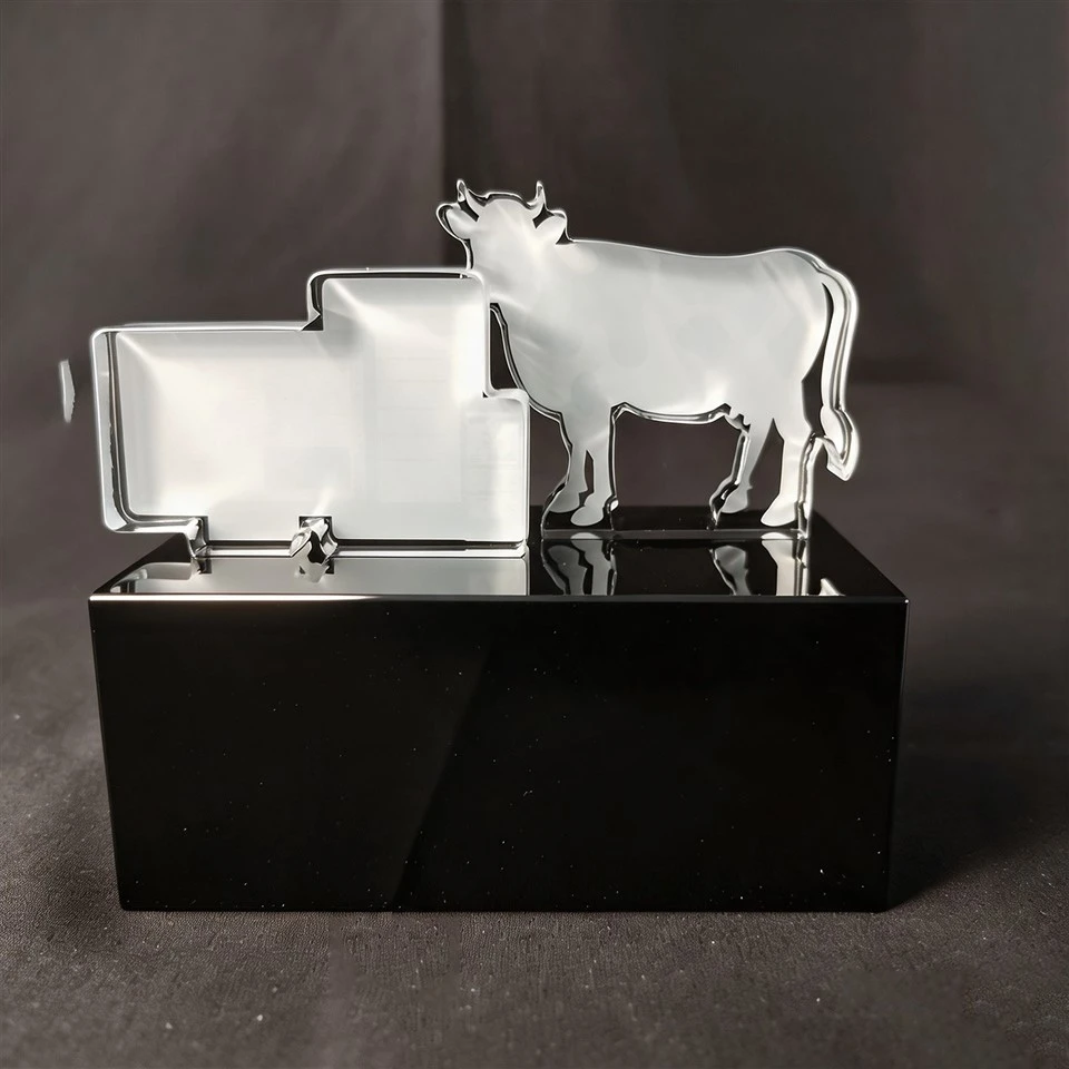 Dairy Cow Screen Black Base Crystal Plaque best
