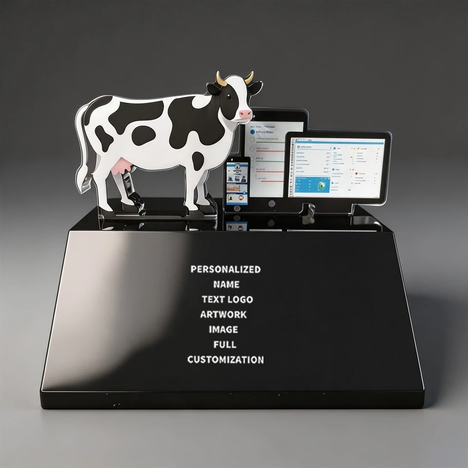 Dairy Cow Screen Black Base Crystal Plaque suppliers