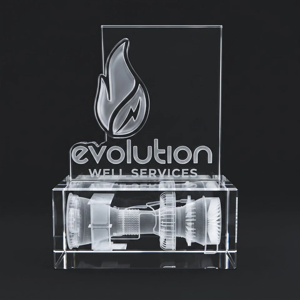 Flame Turbine Laser Engraved Crystal Trophy high quality