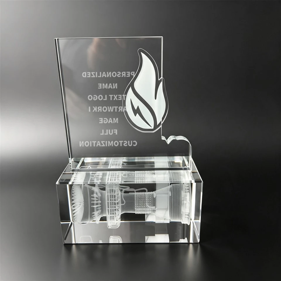 Flame Turbine Laser Engraved Crystal Trophy best