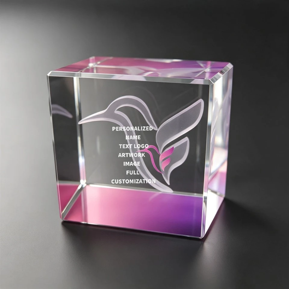 Hummingbird Pink Gradient Crystal Cube suppliers