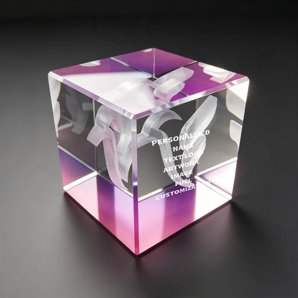 Hummingbird Pink Gradient Crystal Cube factory