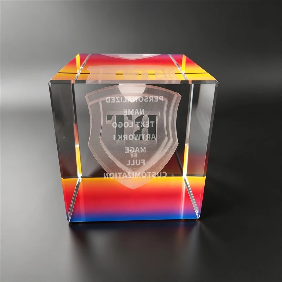 Rainbow Gradient Cube 3D Crystal Block high quality