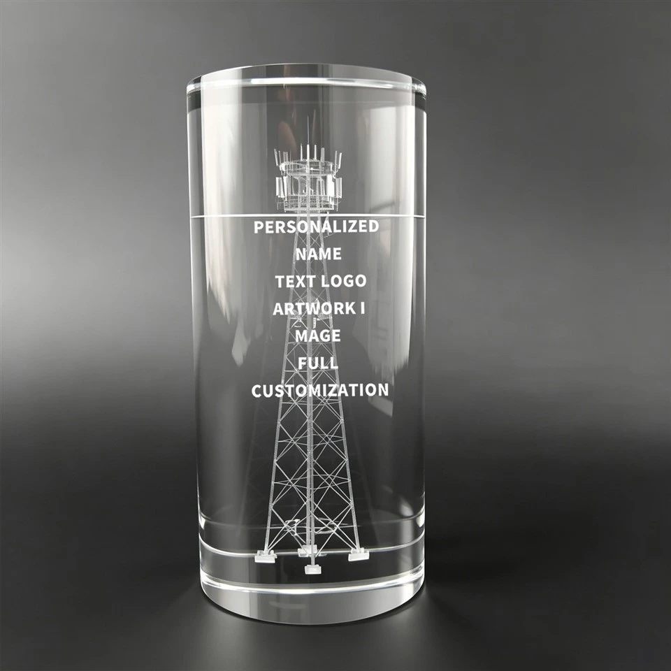 Signal Tower Interior Laser Engraved Crystal Trophy high quality