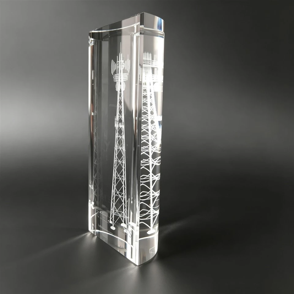 Signal Tower Interior Laser Engraved Crystal Trophy factory