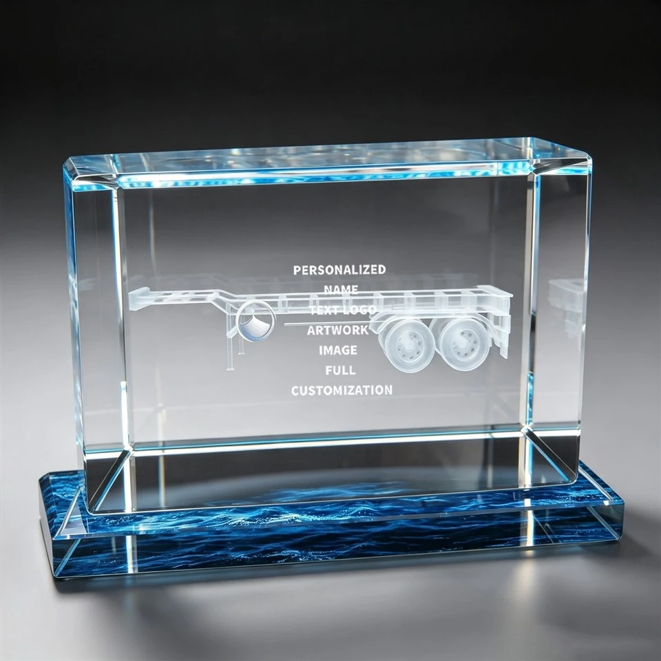 Trailer Model Wave Blue Base Crystal Plaque suppliers
