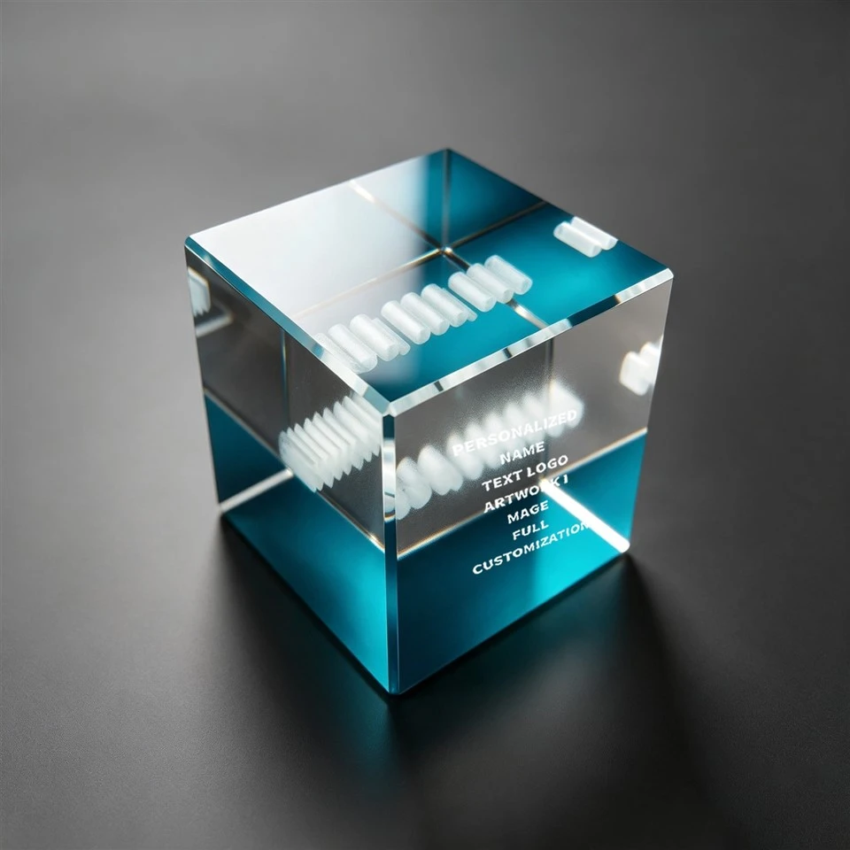 Vertical Stripe Blue Tint Crystal Cube factory